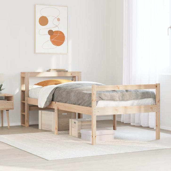 vidaXL Seniorenbed met hoofdbord massief grenenhout 100x200, Huis en Inrichting, Slaapkamer | Bedden, 100 cm, 200 cm, Bruin, Eenpersoons