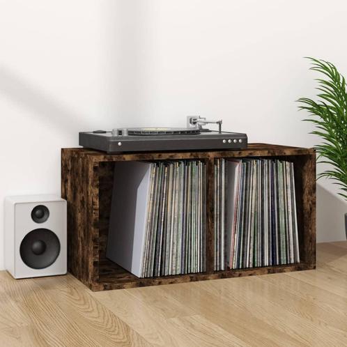 vidaXL Opbergbox voor LPs 71x34x36 cm bewerkt hout gerookt, Huis en Inrichting, Woonaccessoires | Cd- en Dvd-rekken, Nieuw, Verzenden