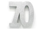Zilver Tafeldecoratie Cijfer 70 Glitter 20,5cm, Verzenden, Nieuw
