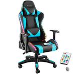 Gaming stoel Tartaros, LED, massagefunctie - zwart/azuur, Verzenden, Nieuw