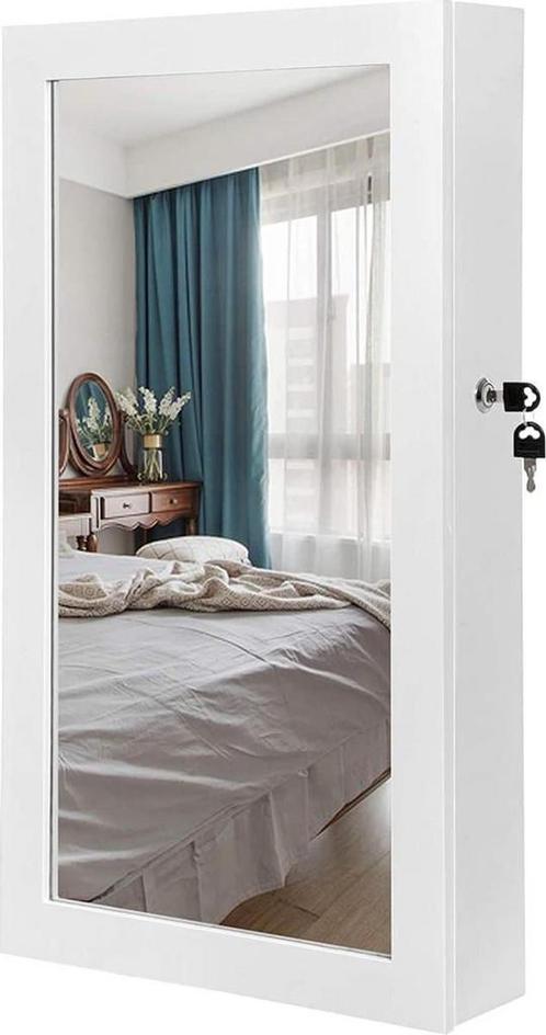 Sieradenkast - Wandspiegel - Wit, Huis en Inrichting, Badkamer | Badkamermeubels, (Half)hoge kast, Nieuw, Ophalen of Verzenden