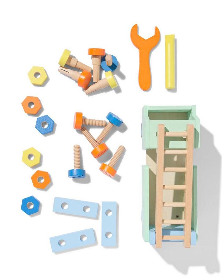 HEMA Houten constructie truck 22-delig, Kinderen en Baby's, Speelgoed | Speelgoedvoertuigen, Nieuw, Verzenden