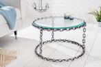 Design salontafel CHAINS 65cm zilver handgemaakt metalen, Huis en Inrichting, Tafels | Salontafels, Ophalen of Verzenden, Nieuw