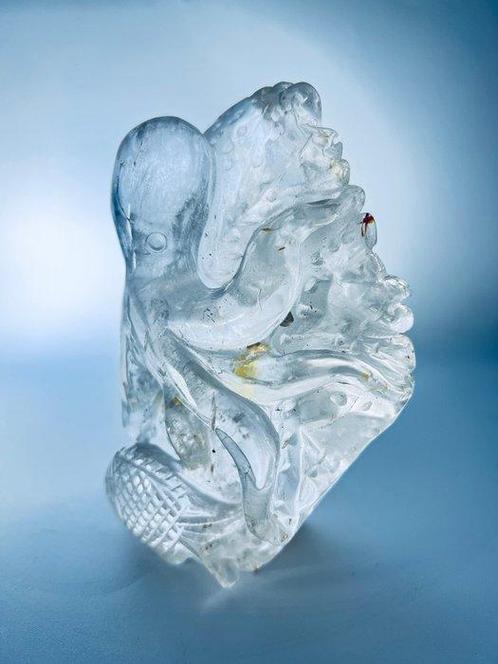 Met de hand gesneden heldere kwartsoctopus - hoge kwaliteit, Verzamelen, Mineralen en Fossielen