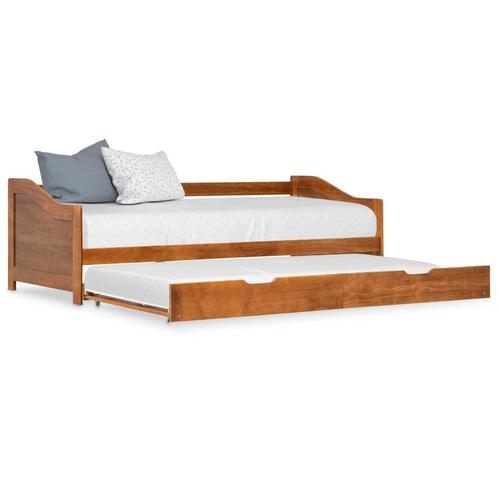 vidaXL Bedbank uittrekbaar grenenhout honingbruin 90x200 cm, Huis en Inrichting, Slaapkamer | Bedden, 90 cm, 200 cm, Bruin, Eenpersoons