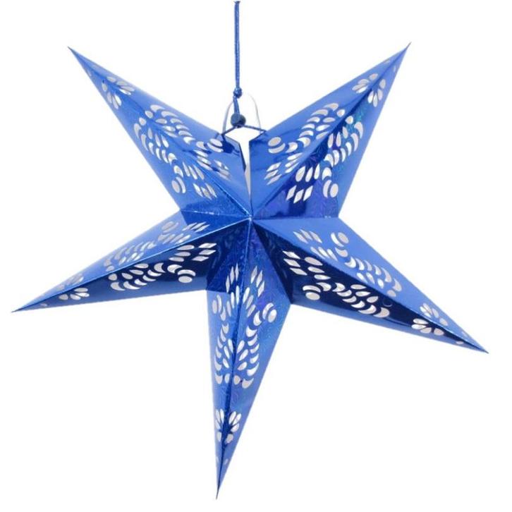 Decoratie kerstster lampion blauw 60 cm - Kerststerren, Diversen, Kerst, Ophalen of Verzenden