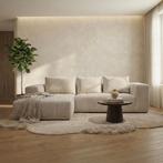 *WOONWINKEL* Beige Bank Met Decoratieve Strepen Hoek Links, Verzenden, Nieuw