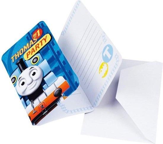 Thomas De Trein Uitnodigingen Met Envelop 15 Cm Blauw 6 Stuk, Hobby en Vrije tijd, Feestartikelen, Ophalen of Verzenden