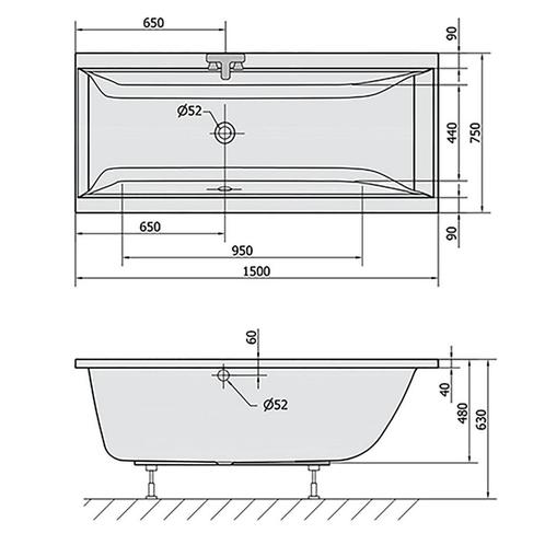 Ligbad Polysan Cleo Inbouw 150x75x48 cm Wit, Doe-het-zelf en Verbouw, Sanitair, Ophalen of Verzenden