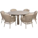 Donato Puccini dining tuinset 7 delig 160 cm rond keramiek, Tuin en Terras, Tuinsets en Loungesets, Ophalen of Verzenden, Nieuw