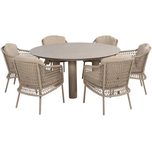 Donato Puccini dining tuinset 7 delig 160 cm rond keramiek, Tuin en Terras, Tuinsets en Loungesets, Nieuw, Ophalen of Verzenden