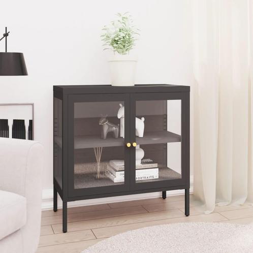 vidaXL Dressoir 70x35x70 cm staal en glas antracietkleurig, Huis en Inrichting, Kasten | Dressoirs, 25 tot 50 cm, Nieuw, 50 tot 100 cm