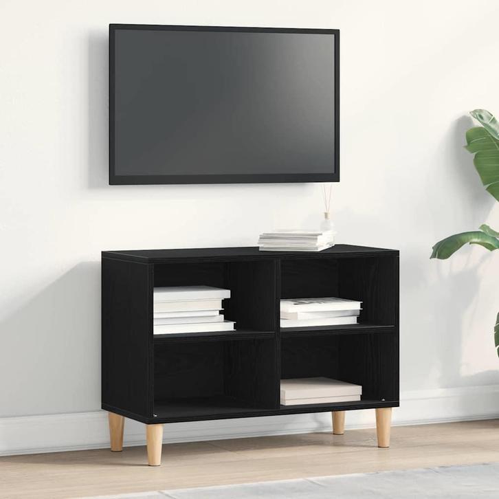 vidaXL TV-kast Zwart Eiken 69,5 x 30 x 50 cm Bewerkt hout, Huis en Inrichting, Kasten | Televisiemeubels, Nieuw, Minder dan 50 cm