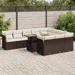 vidaXL 11-delige Loungeset met kussens poly rattan bruin, Verzenden, Nieuw, Rotan, Loungeset
