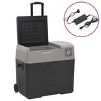 vidaXL Koelbox met wielen en adapter 50 L polypropeen zwart, Witgoed en Apparatuur, Verzenden, Nieuw