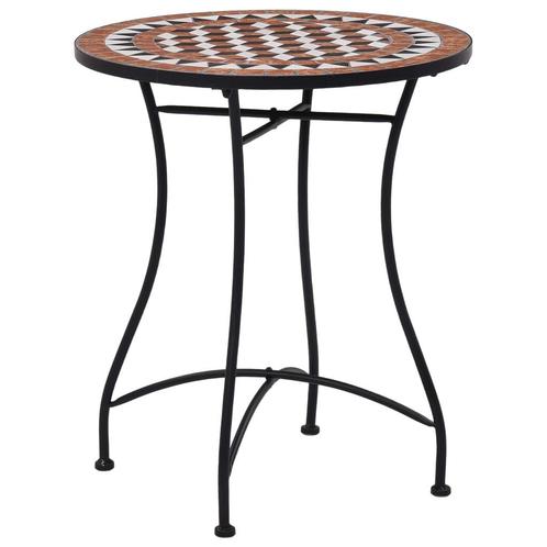 vidaXL Bistrotafel mozaïek 60 cm keramiek bruin, Tuin en Terras, Tuintafels, Nieuw, Verzenden