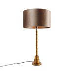 Tafellamp brons met velours kap taupe 35cm - Pisos, Huis en Inrichting, Lampen | Tafellampen, Nieuw, Art Deco, 50 tot 75 cm