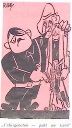 Adolf Hitler en armoedige man op spotprent (lijst optie), Antiek en Kunst, Verzenden