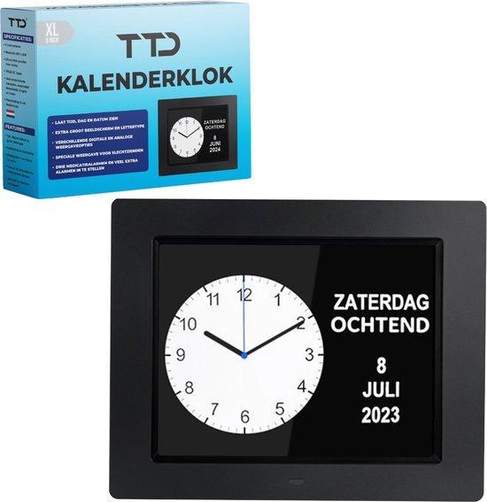2dekans | TTD® Dementieklok XL 8 Inch – Klok met Dag & Datum, Huis en Inrichting, Woonaccessoires | Klokken, Zo goed als nieuw