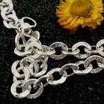 Zilveren fantasie schakel ketting  | 45,5 cm - 49 cm, Ophalen of Verzenden, Gebruikt, Overige kleuren, Zilver