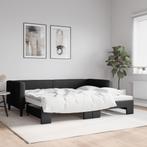 vidaXL Slaapbank met onderschuifbed 90x200 cm stof zwart, Huis en Inrichting, Slaapkamer | Bedden, 90 cm, Eenpersoons, Verzenden