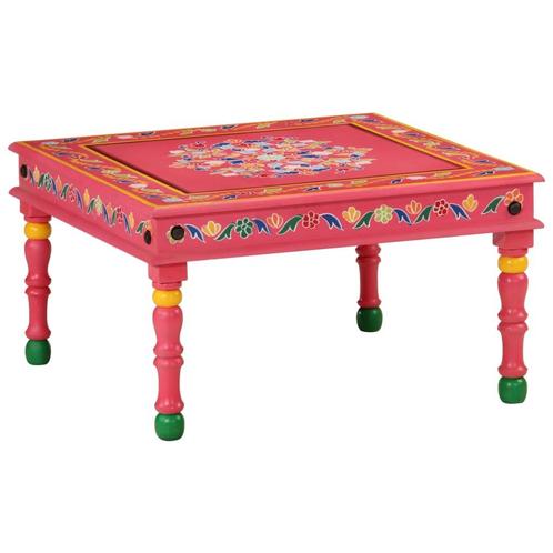 vidaXL Salontafel handbeschilderd massief mangohout roze, Huis en Inrichting, Tafels | Salontafels, Nieuw, 50 tot 100 cm, Overige houtsoorten