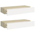 Wandschappen 60cm Eiken/Wit | Retourdeal -35%, Ophalen of Verzenden, Nieuw