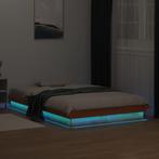 vidaXL Bedframe met LED-verlichting grenenhout wasbruin, Huis en Inrichting, Slaapkamer | Bedden, Bruin, Verzenden, Nieuw, Twijfelaar