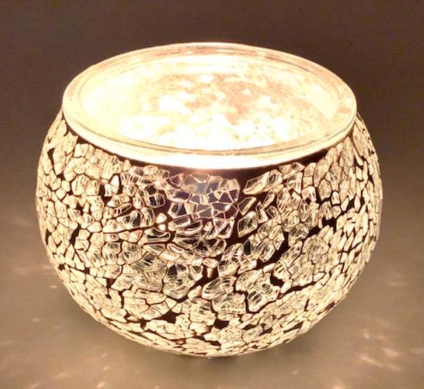 TheeL Mozaiek ZilverGrijs (Theelichthouders.LalaShops), Huis en Inrichting, Woonaccessoires | Kandelaars en Kaarsen, Nieuw, Ophalen of Verzenden