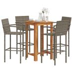 vidaXL 5-delige Tuinbarset massief acaciahout en poly rattan, Tuin en Terras, Verzenden, Nieuw, Rotan, 4 zitplaatsen