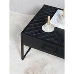 Salontafel Ruby Visgraat - Zwart Mangohout - Set van 2, Huis en Inrichting, Tafels | Salontafels, Verzenden, Nieuw