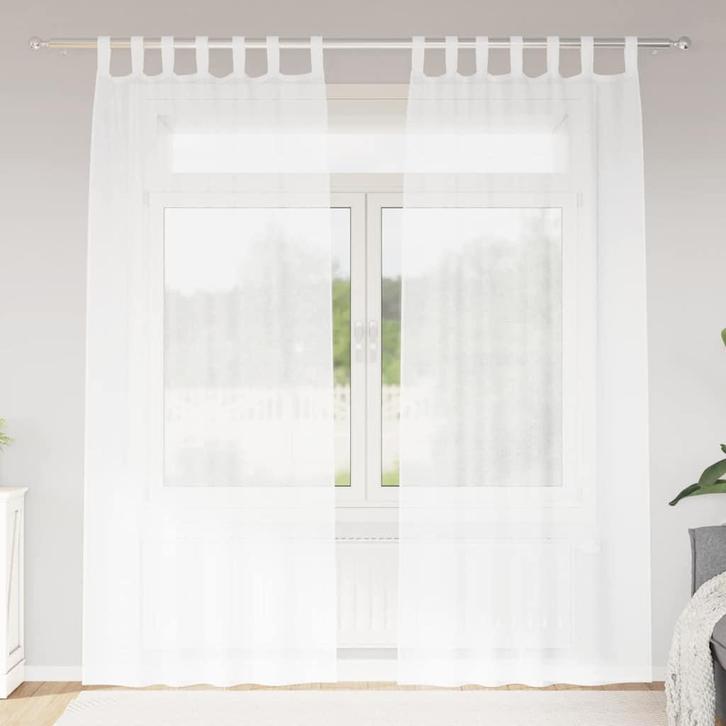 vidaXL Voile Gordijn met gordijnen 2 pcs Wit 140x225cm, Huis en Inrichting, Stoffering | Gordijnen en Lamellen, Wit, Nieuw, Verzenden