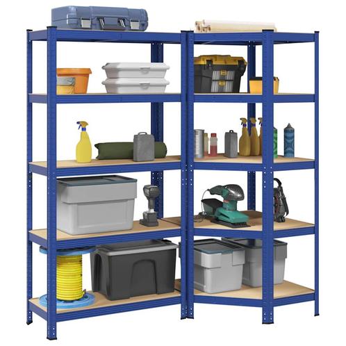 vidaXL Legbordenset 5-laags 2 st staal & bewerkt hout blauw, Huis en Inrichting, Kasten | Stellingkasten, Nieuw, Verzenden