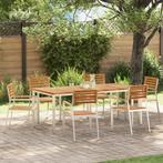 vidaXL Tuin Eetset 7 pcs Teakhout Massief teak hout &, Tuin en Terras, Verzenden, Nieuw