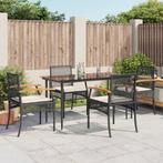 vidaXL 5-delige Tuinset met kussens poly rattan zwart, Tuin en Terras, Tuinsets en Loungesets, 4 zitplaatsen, Nieuw, Tuinset, Verzenden