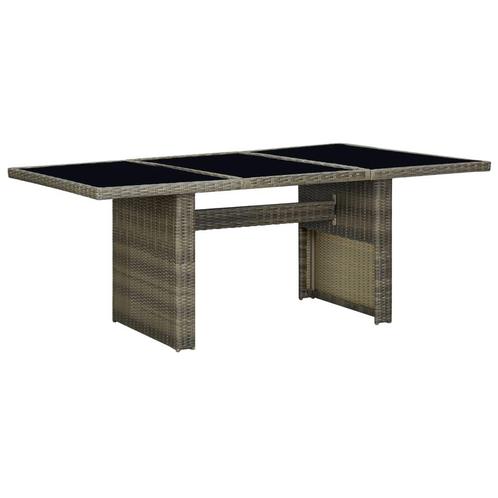 vidaXL Tuintafel poly rattan en gehard glas bruin, Tuin en Terras, Tuintafels, Nieuw, Verzenden