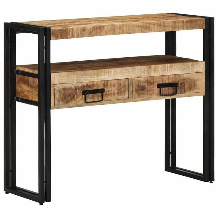 vidaXL Wandtafel met lade Bruin 90 x 33 x 75 cm massief, Huis en Inrichting, Tafels | Bijzettafels, Nieuw, 60 cm of meer, Verzenden