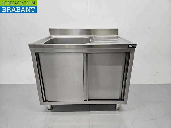 RVS Spoeltafel spoelbak Premium-line 2 schuifdeuren 100 cm, Zakelijke goederen, Horeca | Keukenapparatuur, Nieuw in verpakking