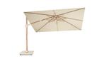 Challenger T2 premium parasol 260x350 cm teak champagne met, Tuin en Terras, Parasols, Ophalen of Verzenden, Nieuw