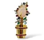 Broche - 18 karaat Geel goud, 18K geelgouden bloempot broche