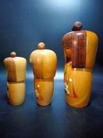Kojo Tanaka - Beeldje, Mooie Set (3) Vintage Japanse Kokeshi, Antiek en Kunst