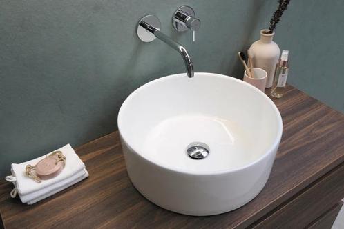 Waskom Top 2: Porselein Rond 39 x 15 cm - Glans wit, Huis en Inrichting, Badkamer | Badkamermeubels, Wastafelkast, Nieuw, Verzenden