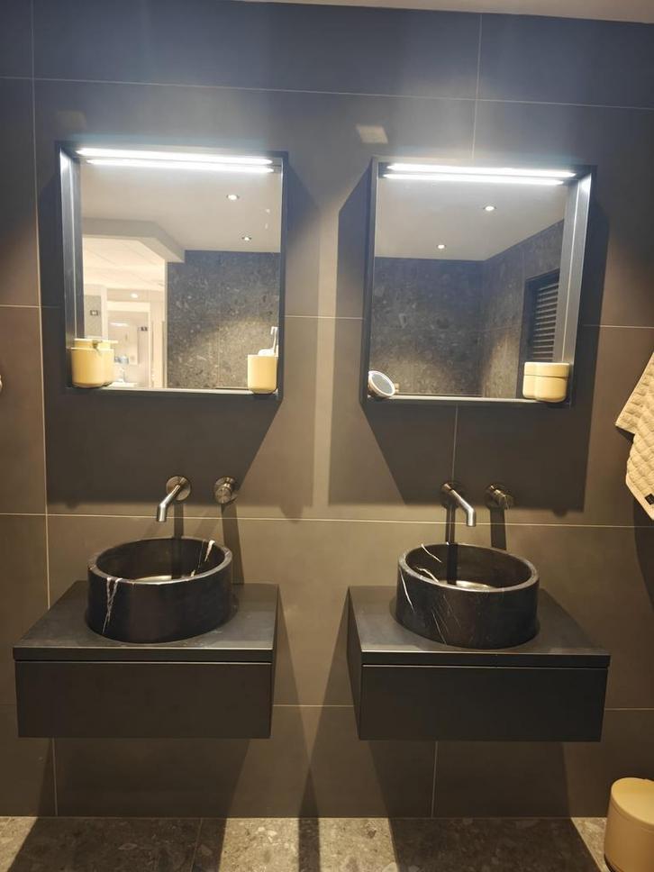 Set van 2 VTwonen badmeubelen 2x 60cm met waskom - 0069, Huis en Inrichting, Badkamer | Badkamermeubels, Wastafelkast, Nieuw, Ophalen