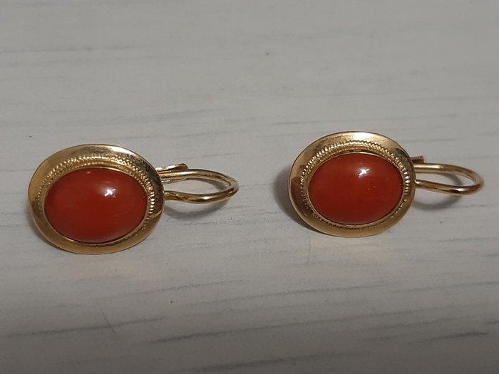 Zonder minimumprijs - Oorbellen - 18 karaat Geel goud Koraal, Sieraden, Tassen en Uiterlijk, Oorbellen