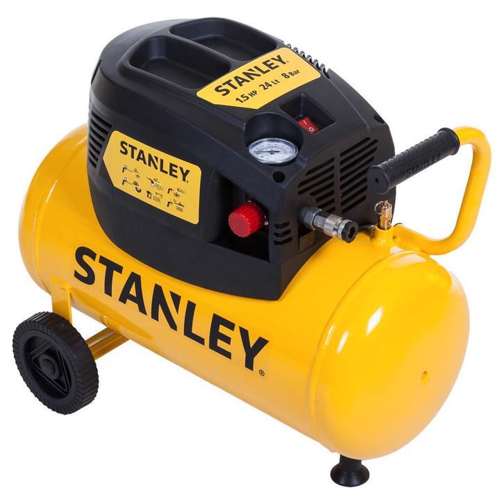 Stanley compressor 8 Bar - 24L - olievrij - D200/8/24 geel/z, Doe-het-zelf en Verbouw, Compressors, Minder dan 25 liter, 6 tot 10 bar