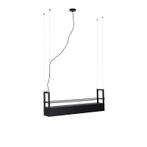 Industriële hanglamp zwart met rek 4-lichts GU10 - Cage Rack, Nieuw, Overige materialen, Industrieel, 75 cm of meer