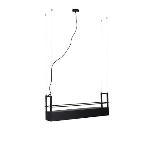 Industriële hanglamp zwart met rek 4-lichts GU10 - Cage Rack, Huis en Inrichting, Lampen | Hanglampen, Nieuw, Overige materialen