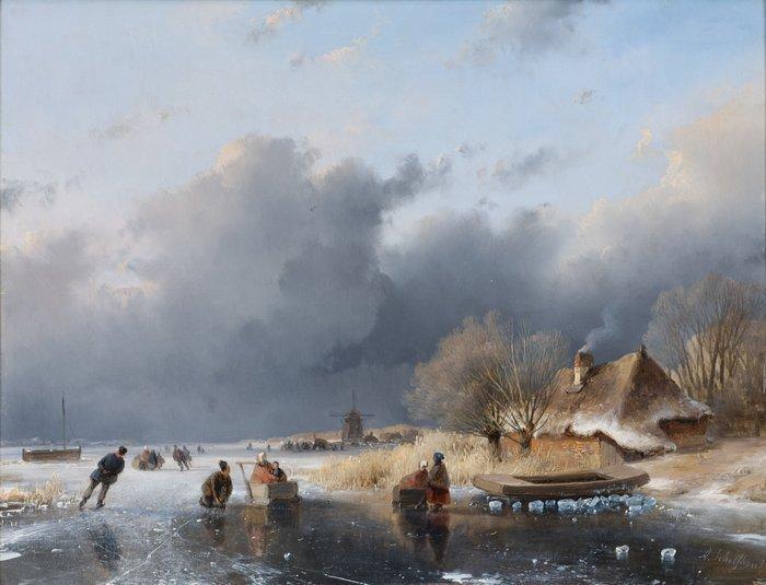 Andreas Schelfhout (1787-1870) - Winter scene, Antiek en Kunst, Kunst | Schilderijen | Klassiek