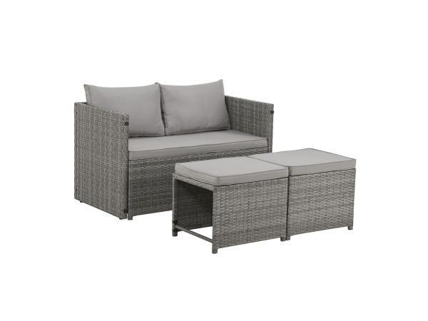 Veiling - 2 in 1 Polyrotan Loungeset Jamaika - Grijs, Tuin en Terras, Tuinsets en Loungesets
