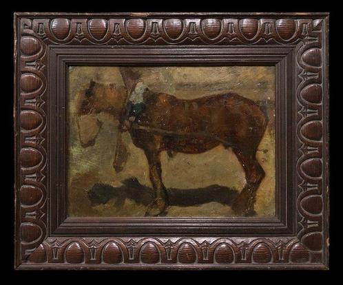 École Française (XIX-XX) - Le Repas du Cheval, Antiek en Kunst, Kunst | Schilderijen | Klassiek